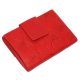 Giultieri: nyomott levél mintás, piros női bőr pénztárca 14 x 10 cm