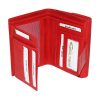 Giultieri: nyomott virágmintás, piros női bőr pénztárca 14 x 10 cm