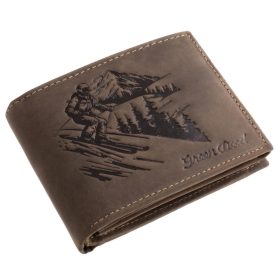   GreenDeed férfi barna bőr pénztárca sielős mintával 12 × 9,2 cm