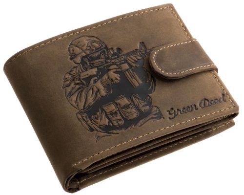 GreenDeed átfogópántos bőr pénztárca katona motívummal