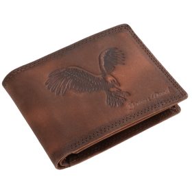   GreenDeed vintage stílusú barna bőr pénztárca, sas motívummal