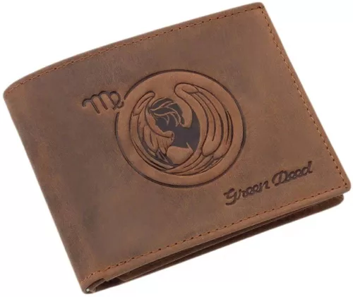 GreenDeed férfi pénztárca Szűz csillagjegy mintával 12 × 9,2 cm