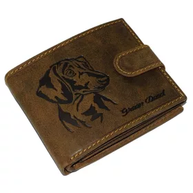   GreenDeed barna bőr pénztárca tacskó lenyomattal 12 × 9 cm