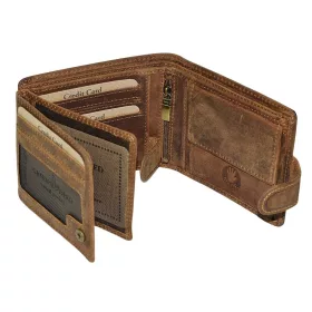   GreenDeed barna bőr pénztárca tacskó lenyomattal 12 × 9 cm