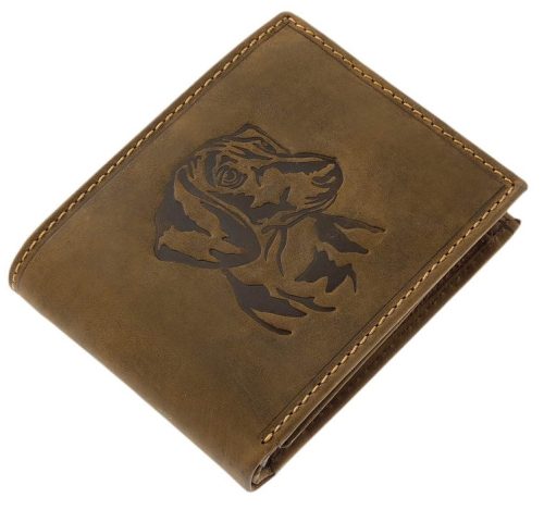 GreenDeed barna bőr pénztárca tacskó lenyomattal 12 × 9 cm