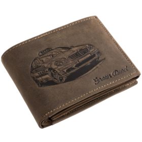   GreenDeed férfi barna bőr pénztárca taxi autós mintával 12 × 9,2 cm