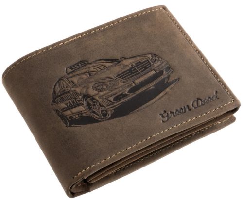 GreenDeed férfi barna bőr pénztárca taxi autós mintával 12 × 9,2 cm