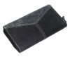 Giultieri: kombinált textúrájú fekete női bőr pénztárca 18 x 10 cm