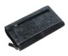 Giultieri: kombinált textúrájú fekete női bőr pénztárca 18 x 10 cm