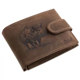   GreenDeed átfogópántos bőr pénztárca vaddisznó lenyomattal, RFID, 10,8 × 8,5 cm
