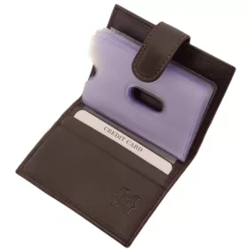 La Scala barna bőr kártyatartó átkapcsolóval 10 × 8 cm
