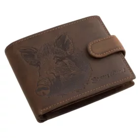   GreenDeed átfogópántos bőr pénztárca vaddisznófej mintával 12 × 9,2 cm