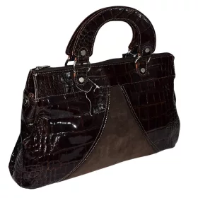   Rialto olasz női sötétbarna kroki bőr kézitáska 40 x 24,5 cm