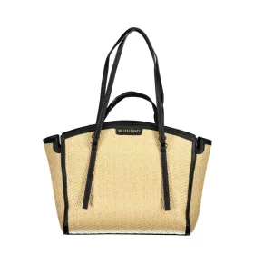   Valentino Bags bézs-fekete raffia hatású női válltáska 35 x 29 x 11 cm