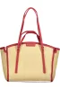 Valentino Bags bézs-piros raffia hatású női válltáska 35 x 29 x 11 cm