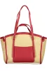 Valentino Bags bézs-piros raffia hatású női válltáska 35 x 29 x 11 cm