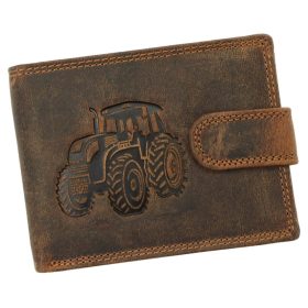   Wild átkapcsos, férfi barna bőr pénztárca traktor lenyomattal 12,8×9,5 cm