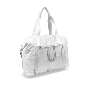   Zellia 24128 fehér-ezüst steppelt női sporttáska 40 x 30 x 19 cm