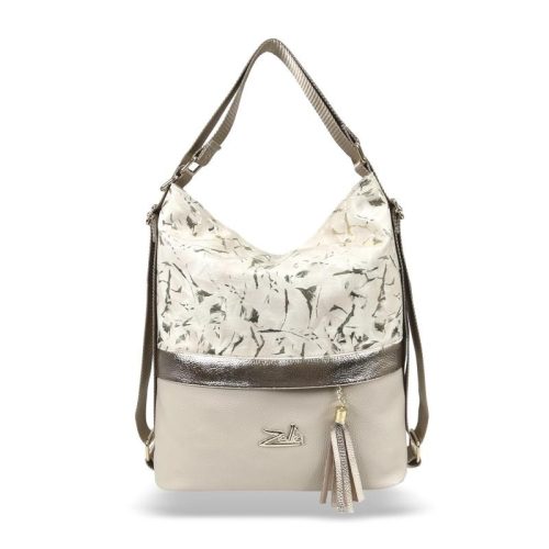 Zellia Női Válltáska/Hátizsáká Alakítható 24040 Beige-Arany - Gold Flower -
