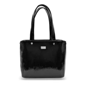   Zellia Zvn24007 fekete lakk női kézitáska, oldalpánttal 30 x 22 x 13 cm