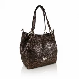   Zellia Zlb475 Python barna piton mintás válltáska, oldalpánttal 34 x 29 x 14 cm