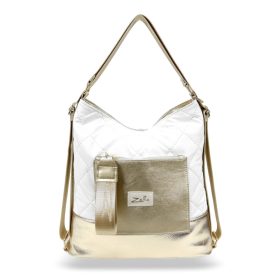 Zellia női arany-fehér válltáska, hátizsák 37 × 37 cm