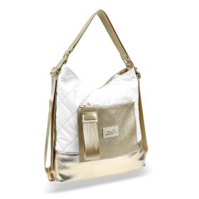 Zellia női arany-fehér válltáska, hátizsák 37 × 37 cm