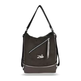   Zellia 22211 barna velúr női válltáska, hátizsákká alakítható 31 x 25 x 13,5 cm