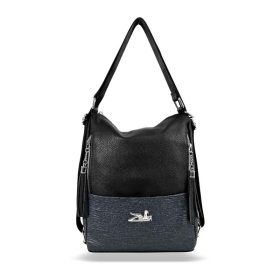   Zellia 22199 női fekete-grafit válltáska, hátizsákká alakítható 31 x 25 x 13,5 cm