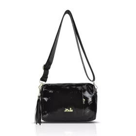   Zellia Zlb210 fekete lakk női oldaltáska, crossbody 25 x 17 x 9 cm