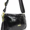 Zellia Zlb210 fekete lakk női oldaltáska, crossbody 25 x 17 x 9 cm