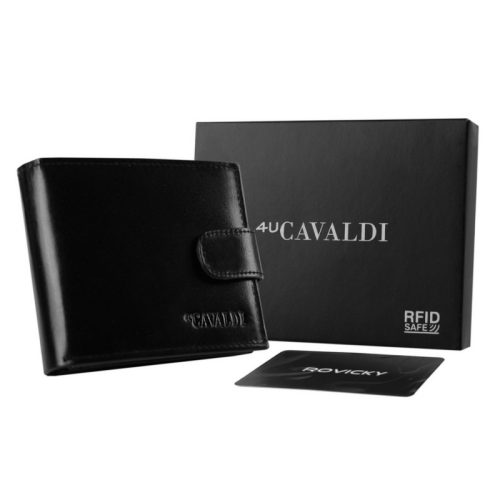 Cavaldi átkapcsos fekete férfi bőr pénztárca 10,5×9 cm
