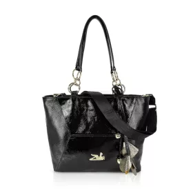   Zellia 26071 fekete lakk női válltáska oldalpánttal 39 x 27 x 15 cm