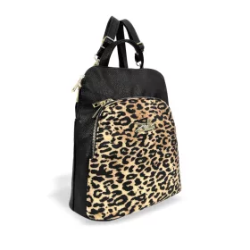   Zellia 25055 fekete-ocelot mintás női hátizsák 31 x 29 x 14,5 cm