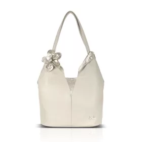   Zellia Zlb406F bézs-rosegold női válltáska, virágdíszítéssel 39 x 32 x 17 cm