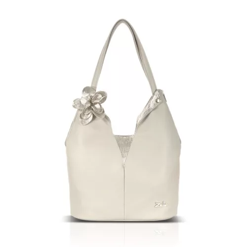 Zellia Zlb406F bézs-rosegold női válltáska, virágdíszítéssel 39 x 32 x 17 cm