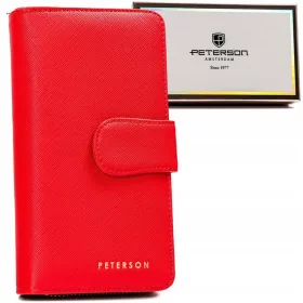 Peterson női piros színű pénztárca RFID, 16,5×9,5 cm