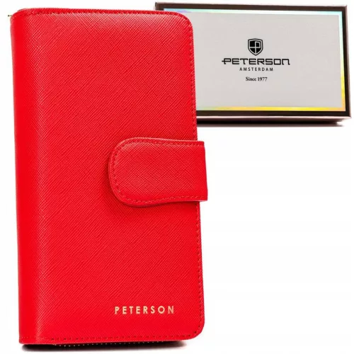 Peterson női piros színű pénztárca RFID, 16,5×9,5 cm