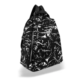   Zellia 24147 fekete, ezüst márvány mintás női válltáska 32 x 29 x 13 cm