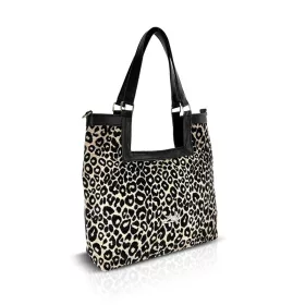   Zellia 26074 Pantera fekete-taupe párduc mintás női válltáska 37 × 36 × 13 cm