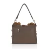 Zellia 26032 taupe virágdíszítéses női válltáska, oldalpánttal 30 x 24 x 6 cm