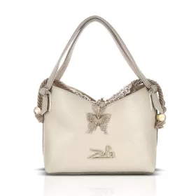   Zellia 26048 bézs női oldaltáska pillangó dísszel 21 × 17 × 9 cm