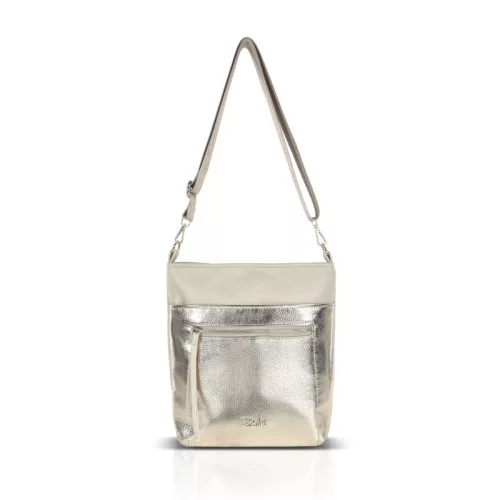 Zellia Zlb429 bézs-arany női oldaltáska, crossbody 28 x 25 x 8,5 cm