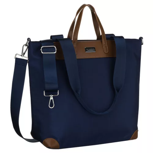 Peterson Ptn Cty-16-2256 sötétkék-konyakbarna női shopper, vállpánttal 40 x 32 x 14 cm