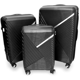   Zellia fekete 3 db-os, keményfalú bőrönd szett 55-65-75 cm