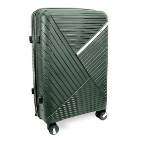   Zellia közepes méretű zöld, keményfalú bőrönd  65 x 46 cm