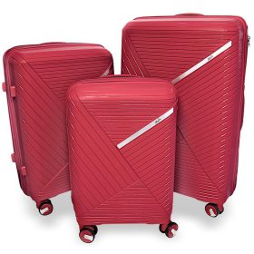   Zellia piros 3 db-os, keményfalú bőrönd szett 55-65-75 cm