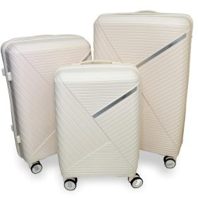   Zellia bézs 3 db-os, keményfalú bőrönd szett 55-65-75 cm