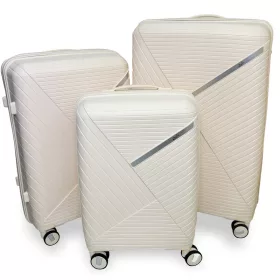   Zellia bézs 3 db-os, keményfalú bőrönd szett 55-65-75 cm