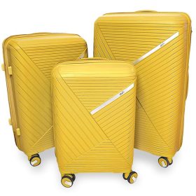   Zellia sárga 3 db-os, keményfalú bőrönd szett 55-65-75 cm